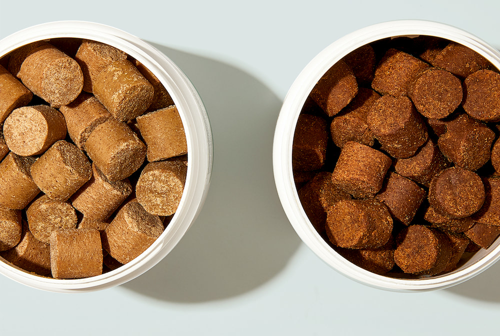 Vegan dog chews in containers